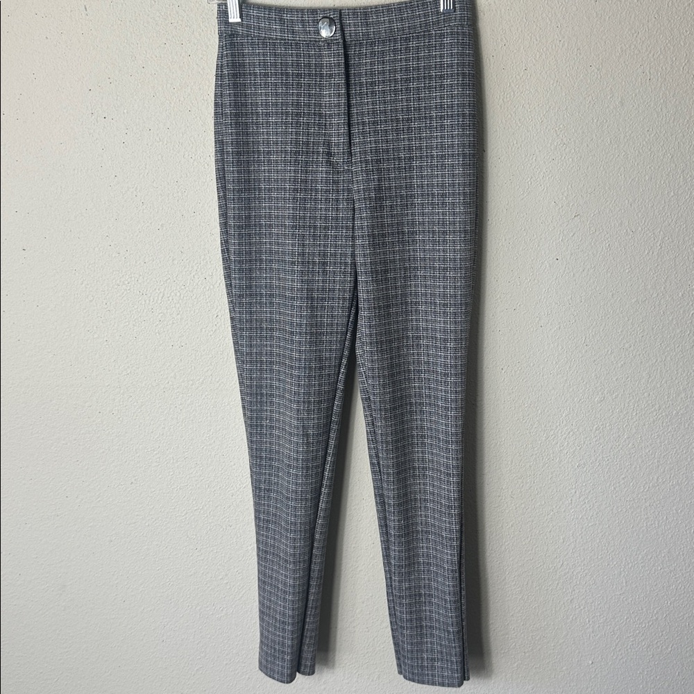 Zara Basic Gray Checkered Plaid Elastic Leggings-… - image 2